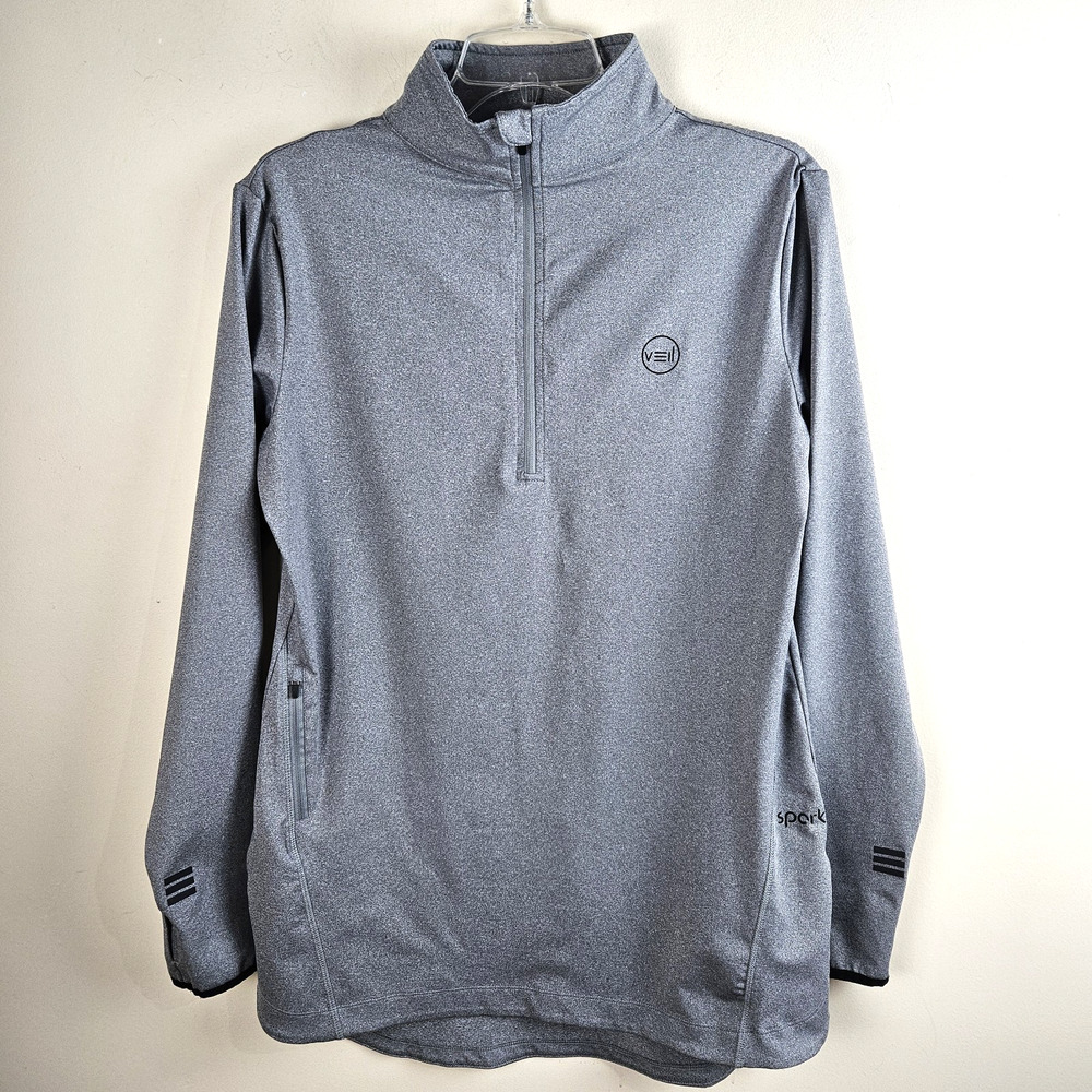 Veil Spark Pullover Womens Sz M Gray 1/4 Zip Long Sleeve Athletic Training Top